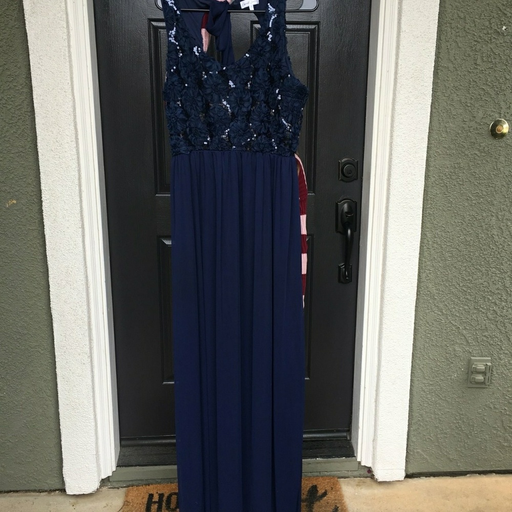 Navy blue long Prom dress